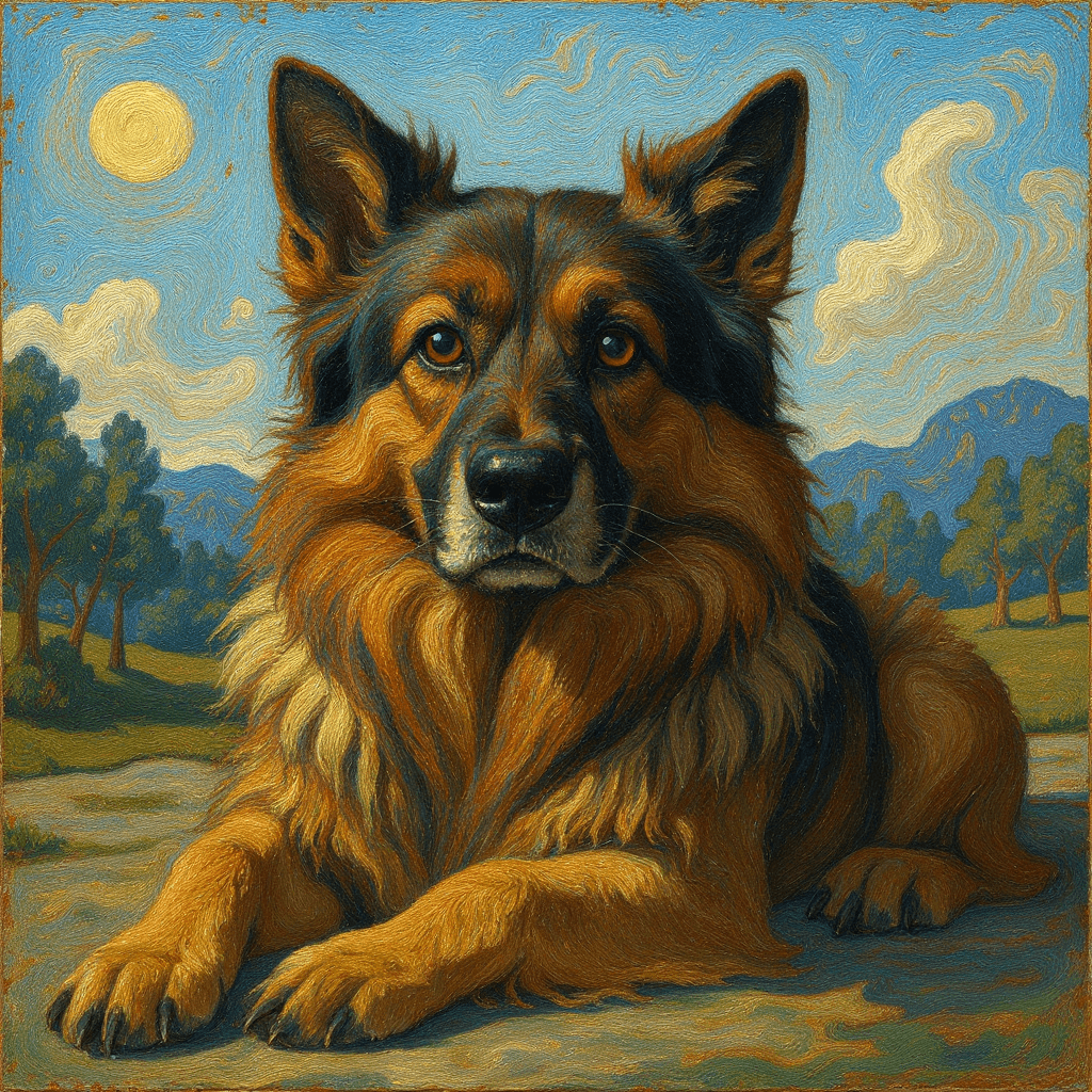 Oil Painting German Shepherd - After