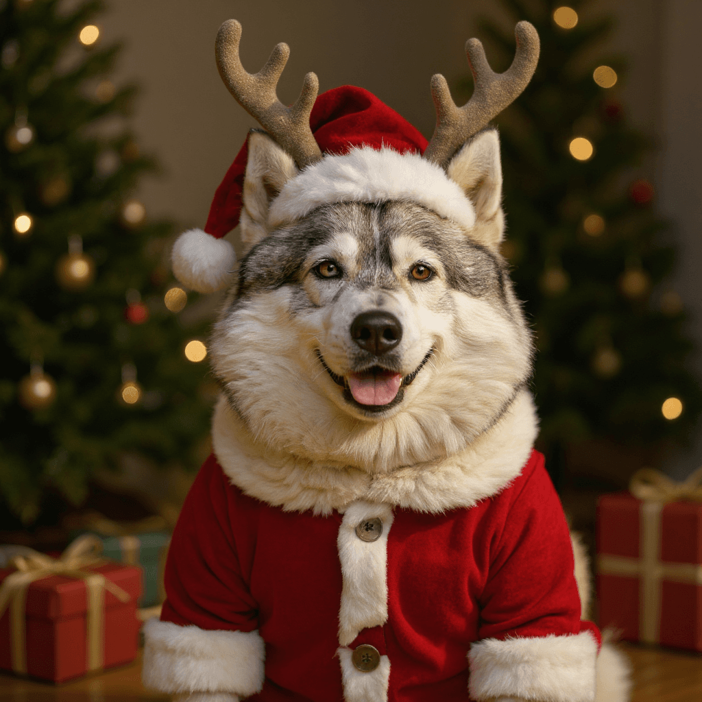 Siberian Husky Santa - After